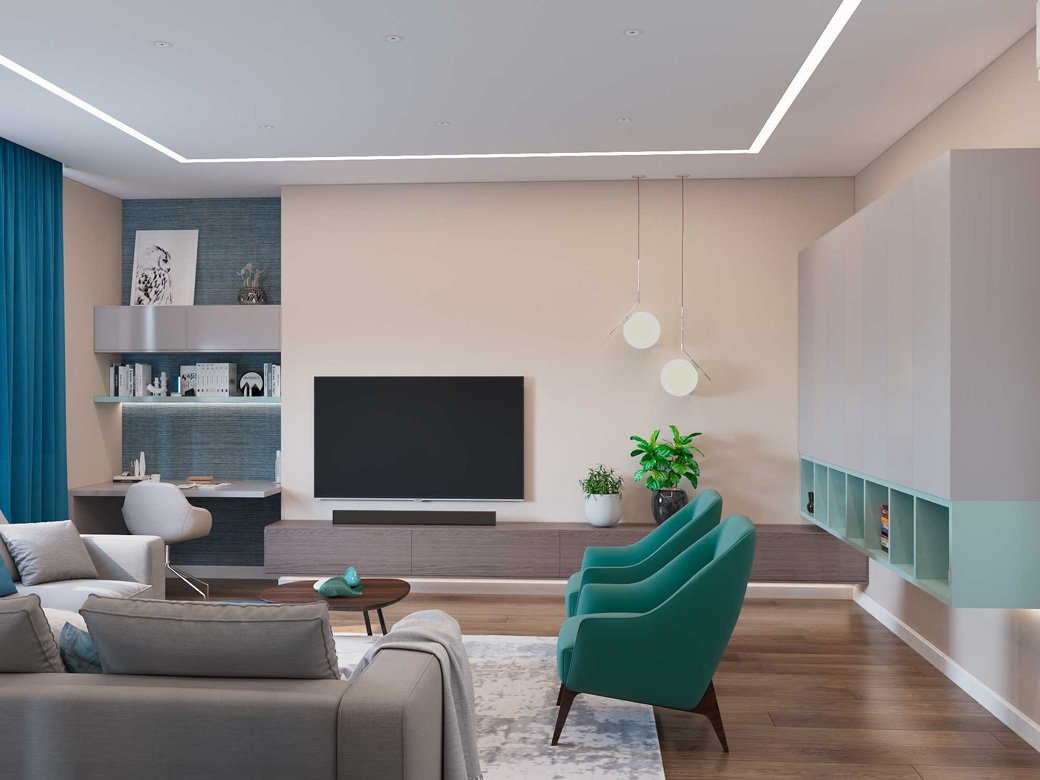 Линейный свет в дизайне гостиной