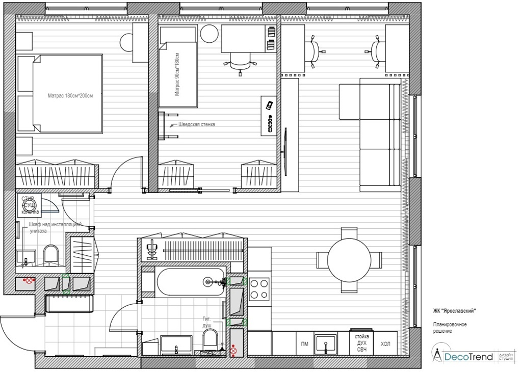 Планировка квартиры ЖК Ярославский 80м2