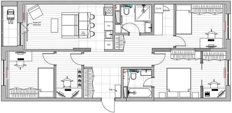 Планировка квартиры в ЖК "Новый город", Обнинск, 95м2