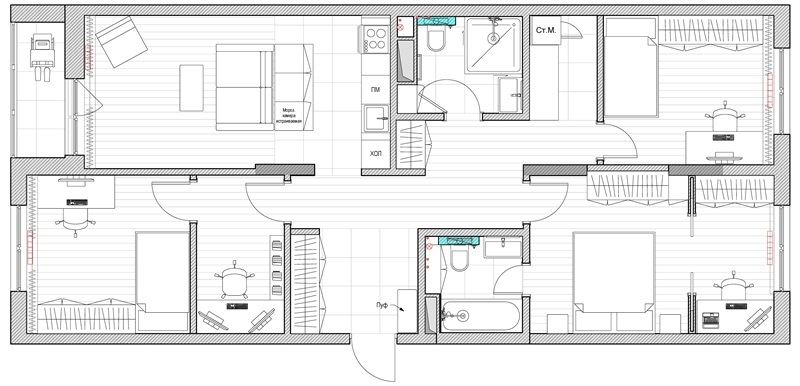 Планировка квартиры ЖК "Новый город", Обнинск, 95м2