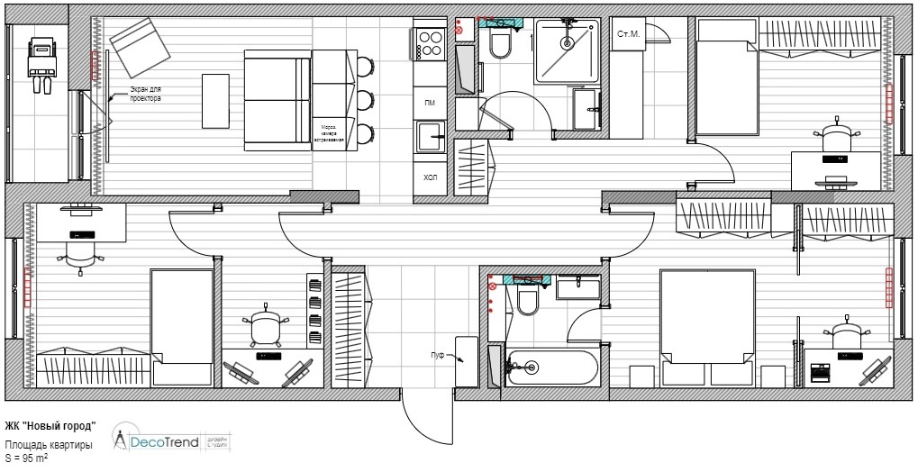 Планировка квартиры ЖК Зиларт 55м2