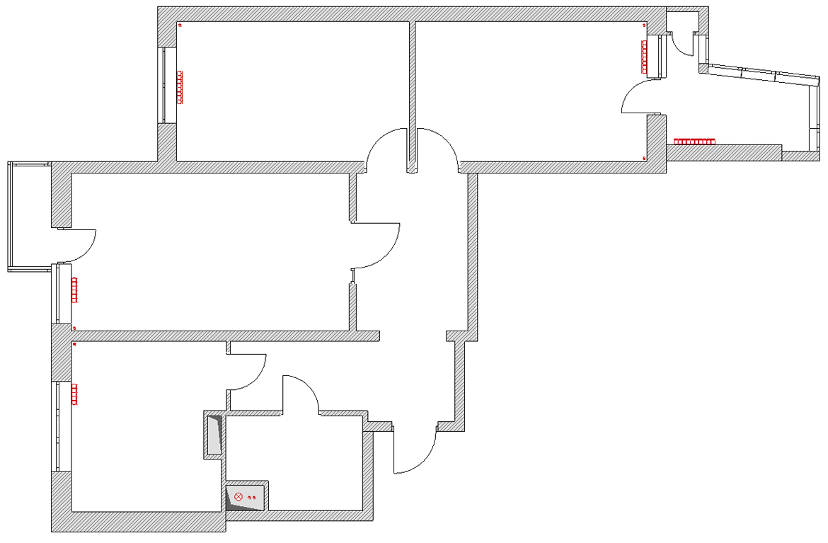 обмерный план трехкомнатной квартиры